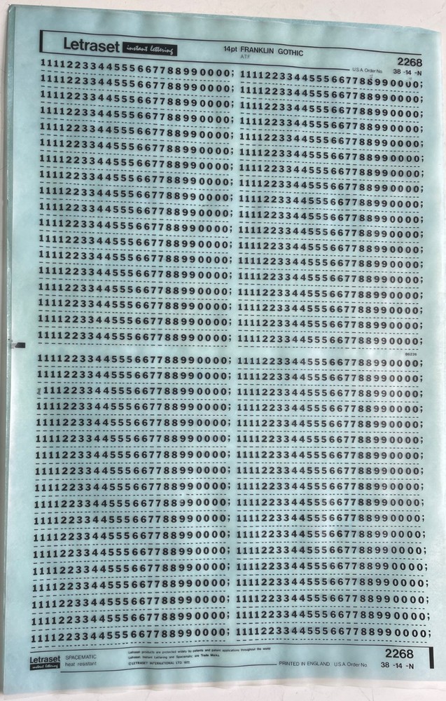 Letraset Instant Lettering Transfer Letters Franklin Gothic, (5) sheets