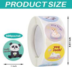1000 Animal Stickers for Kids, 16 Designs, 1 Inch, 2 Rolls