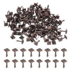 300 Pcs Brads Paper Fasteners Mini Metal Square Fastener, Red Bronze, 0.2″x0.2″