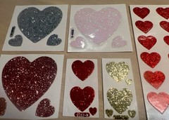 Vintage 80s Stickers Large And Small Hearts Sparkle Glitter Lot