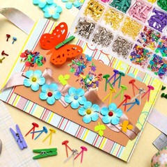 510Pcs Brads for Paper Crafts 14 Colors and 5 Styles Metal Brass Brads Paper …