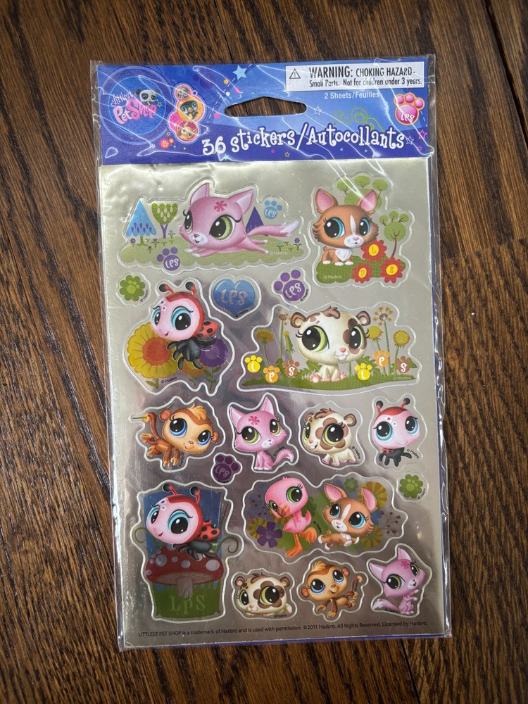 NIP SEALED LITTLEST PET SHOP STICKERS- 2011- 2 SHEETS HASBRO