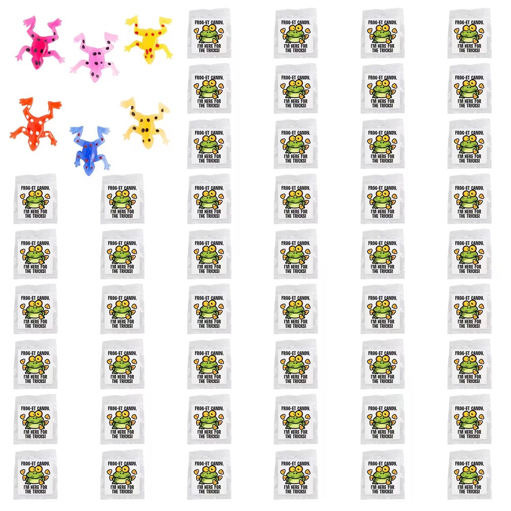 Oriental Trading Halloween Sticky Frogs with Handout Sticker for 48, 1 1/4″, Bul