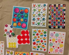 Lot Happy Face Stickers Hallmark Agc Highlights Hot Air Balloon Ice Cream Cones