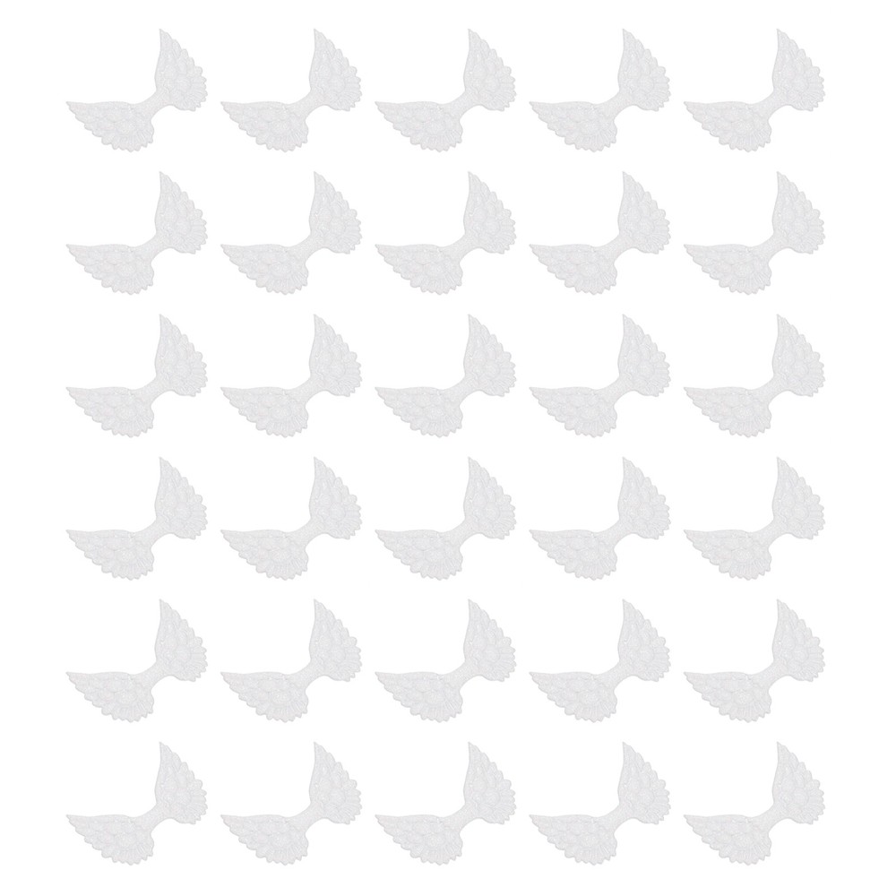 60Pcs Angel Wings for Crafts Glitter Mini Angel Wings Ornament White