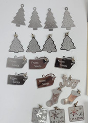 78 Pc Silver Metal Christmas Embossed Embellishments Charms Tree Stocking Mitten