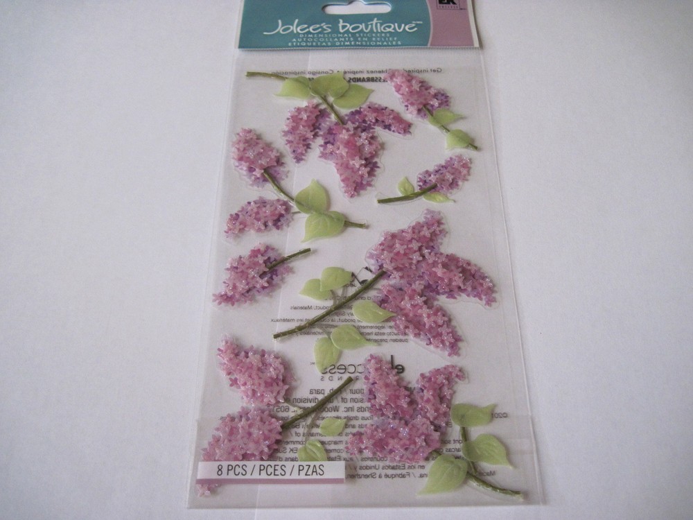 Scrapbooking Crafts Jolee’s Stickers Lilacs Purple Flowers Blooms Dimensional
