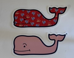 Vineyard Vines Thanksgiving Turkey Whale Sticker 4 1/2″ X 1 7/8”& A Pink Sticker