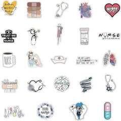 50 Pcs Cartoon Nurse Stickers – Waterproof Vinyl Decals for Smooth Surfaces