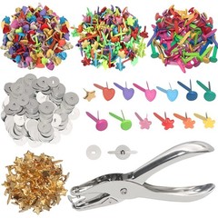400 PCS Mini Brad Paper Fasteners Multicolor Pastel Split Pins Washers Punch