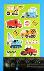 Vintage American Greetings Construction Vehicles Kids Sticker Sheet AGC