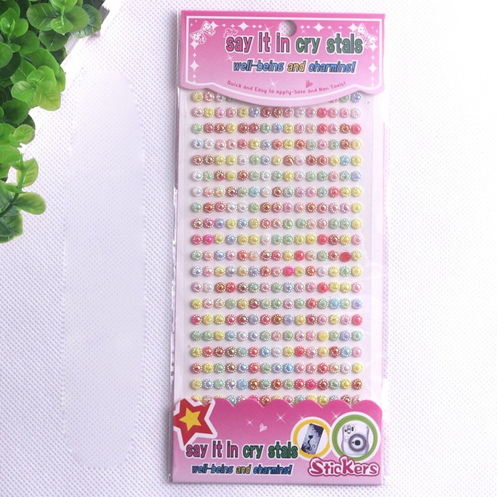 3 Sheets of 294pcs 5mm Color AB Sunflower Self-Adhesive Rhinestones Stickers
