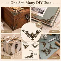24Pcs Vintage Metal Corner Protectors, 1.7 Inch Antique Bronze Decorative Cor…