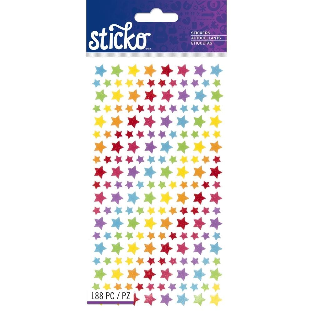 Stickers Sticko Small Glitter Rainbow Stars Repeats Yellow Blue Purple Green Red