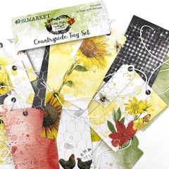 49 & Market Countryside Tag Set Chickens Coop Wire Bees Plaid Sunflowers Floral