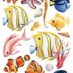 Violette Stickers – Fish in the Ocean – 1 Sticker Sheet for Stationary & More