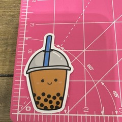 Bubble Tea Boba & Sloth Stickers Set, Multicolor Food & Drink Theme (4pcs)