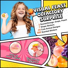 600PCS Scratch and Sniff Reward Stickers for Kids, Scented Classroom Stickers