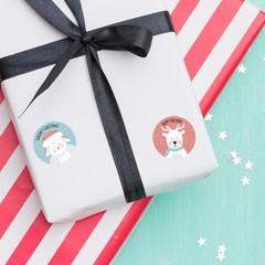 Modern Animal Faces Holiday Stickers / 500 Snowflake Christmas 1.5″ Diameter …