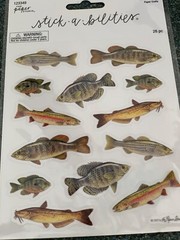 THE PAPER STUDIO STICKABILITIES STICKERS 2 SHEETS MULTI-COLOR FISH FISHING 26PCS