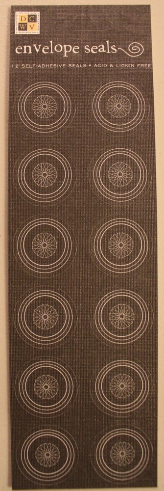 New 1-inch envelope seals scrapbook stickers 12 pieces charcoal design