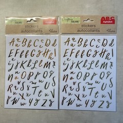 2 Gold / 2 Silver Upper Lower Case Script Alphabet ABCS Stickers