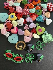 Scrapbook Crafting Button Embellishment Lot Of 105 Pcs Valentine’s St. Patrick