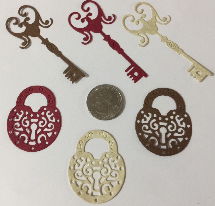 LOCK & KEY Die-Cuts(6pc) Victorian•Steampunk•Filagree•Card Making •Scrapbooking•