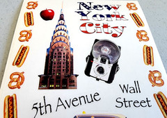 Retro NY City Clear Stickers Scrapbooking Manhattan Statue of Liberty Taxi 12″