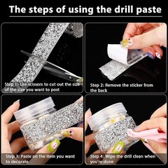 Silver 108″ x 1″ Bling Rhinestone Crystal Diamond DIY Decor Strip Sticker Decal