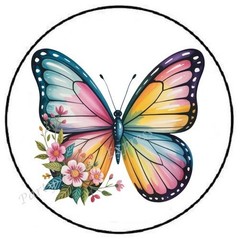 BUTTERFLY WITH FLOWERS ENVELOPE SEALS LABELS STICKERS PARTY FAVORS