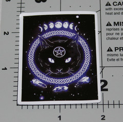 Moon Phase Crystal Pentagram Celestial Purple Cat Rectangle Card Sticker