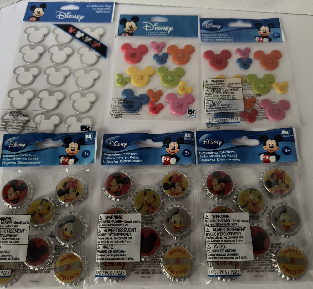 Disney, Jolee’s Boutique, EK Stickers Mickey, Minnie, Pluto Trinkets Lot of 6