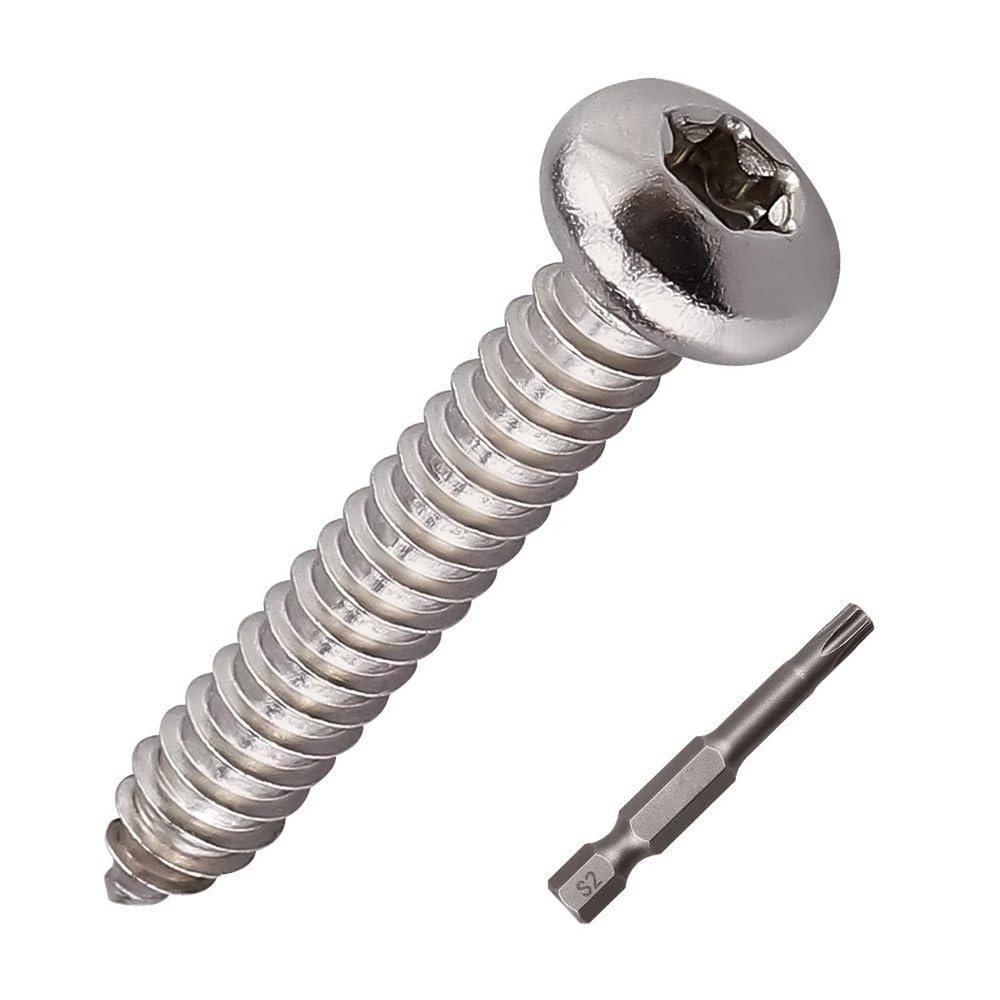 100 Pcs #6 x 3/4 Torx Pan Head Sheet Metal Screws with Bit, 304 Stainless Ste…