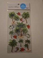 Recollections SHINY PALM TREES COCONUTS HIBISCUS Scrapbooking Stickers