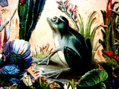 Fantastic 1800’s Scrapbook Page w/ Gorgeous Die Cuts of Birds & Frog *