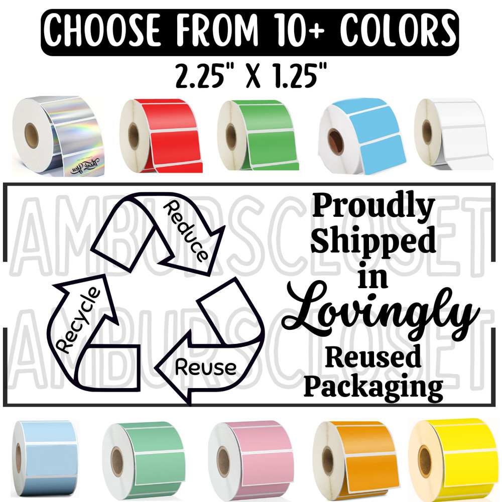RECYCLED PACKAGING STICKERS 2.25″ LABELS SEALS SHIPPING SCRATCH RESISTANT ECO