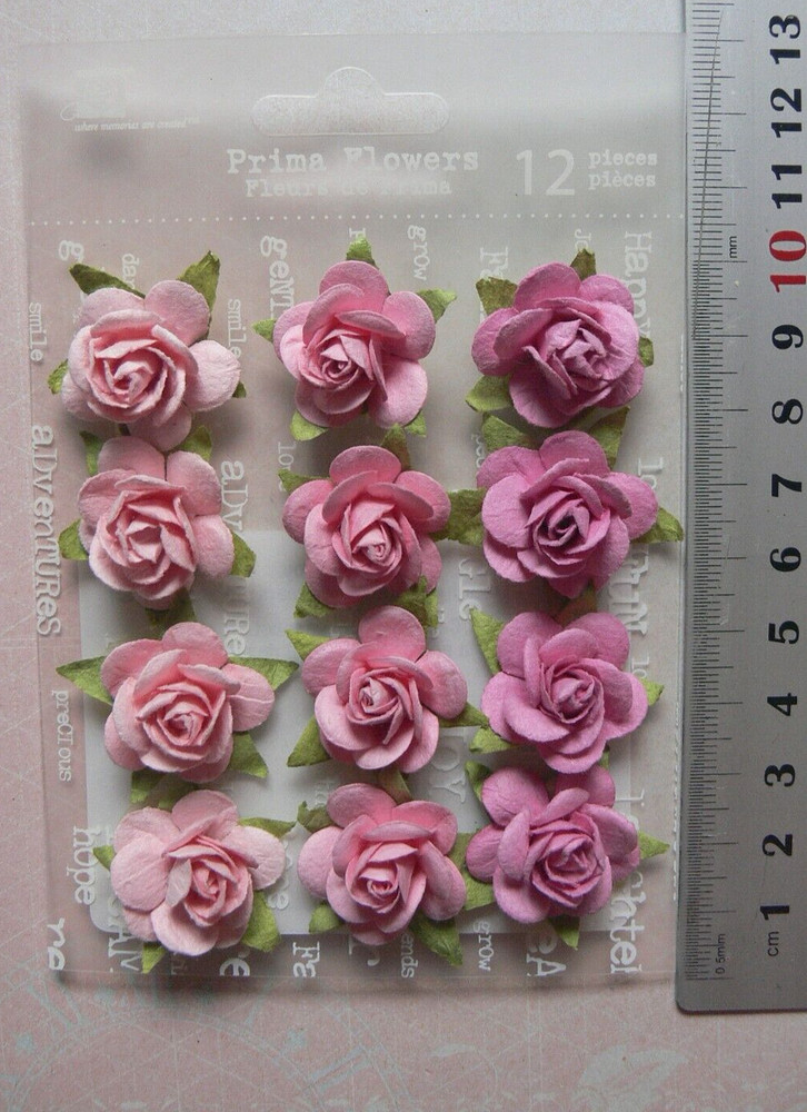 FAIRYDALE ROSES ORCHID PINK – 12 x 20-23mm with leaves =30-35mm PAPER Prima EALB