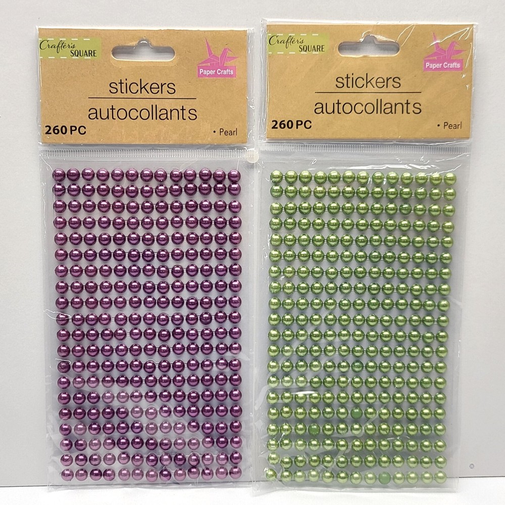⭐️ (2pk) Crafter’s Square Pearl Dots Circle Scrapbook Sticker Lot – Purple Green