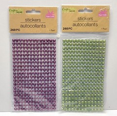 ⭐️ (2pk) Crafter’s Square Pearl Dots Circle Scrapbook Sticker Lot – Purple Green