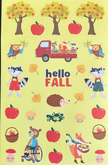 THANKS GIVING, FALL, APPLE TREE, OWL, FOX, ONE SHEET BEAUTIFUL STICKERS #FAL01