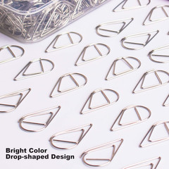 300 Pieces Silver Cute Paper Clips Smooth Stainless Steel Drop-Shaped Wire Small