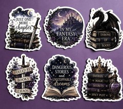 Fantasy Book Sticker Pack/Books/Dragons/Reader/Clear