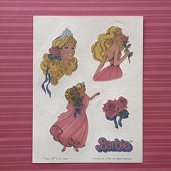 Vintage 80s CTP 1983 Scratch & Sniff Matte Rose Barbie Sticker Sheet Roses Scent