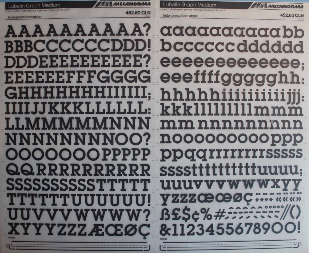 Mecanorma Dry Transfer Lettering, Vintage Fonts #139 Lubalin Graph Medium 15mm