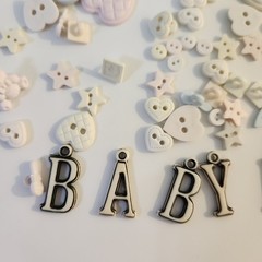 UNUSED Decorative Buttons PASTEL BABY HEARTS STARS BRADS Craft Sewing Scrapbook
