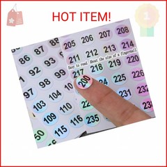 Mini Skater 20 Sheets 1 to 300 Consecutive Laser Number Stickers Round Self Adhe