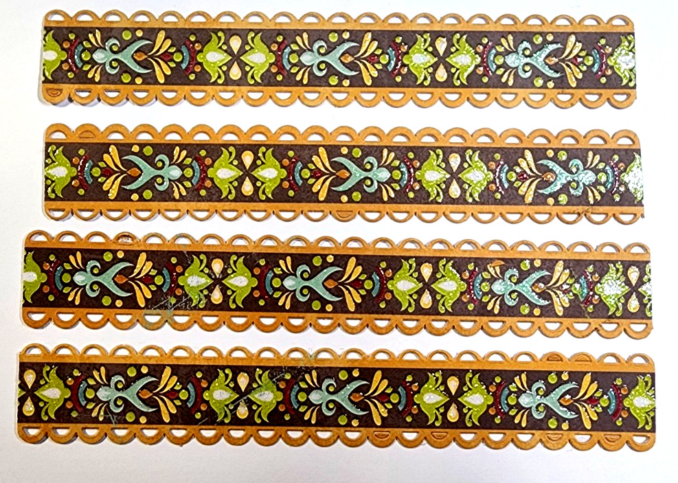 K&Company Boho Floral Cardstock Stickers 4pc Henna Mehndi Scallop Border Crafts