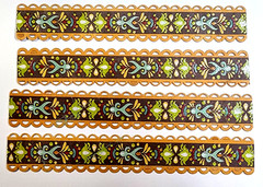 K&Company Boho Floral Cardstock Stickers 4pc Henna Mehndi Scallop Border Crafts