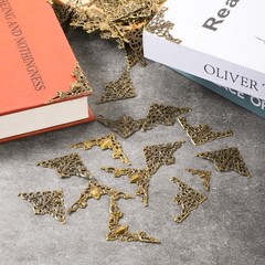 100 PCS Metal Book Corner Protector, Hollow Triangle Wrap Connector bronze
